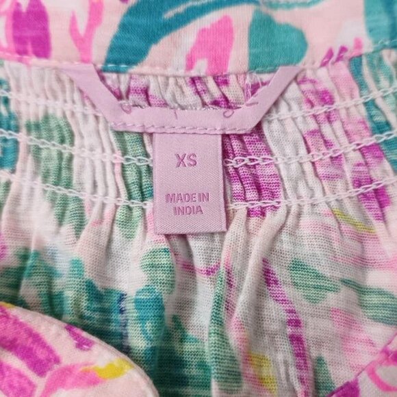 Lilly Pulitzer Essie Smocked Blouse Tank Top Printed Beach Cotton XS New 251587 - Picture 8 of 8